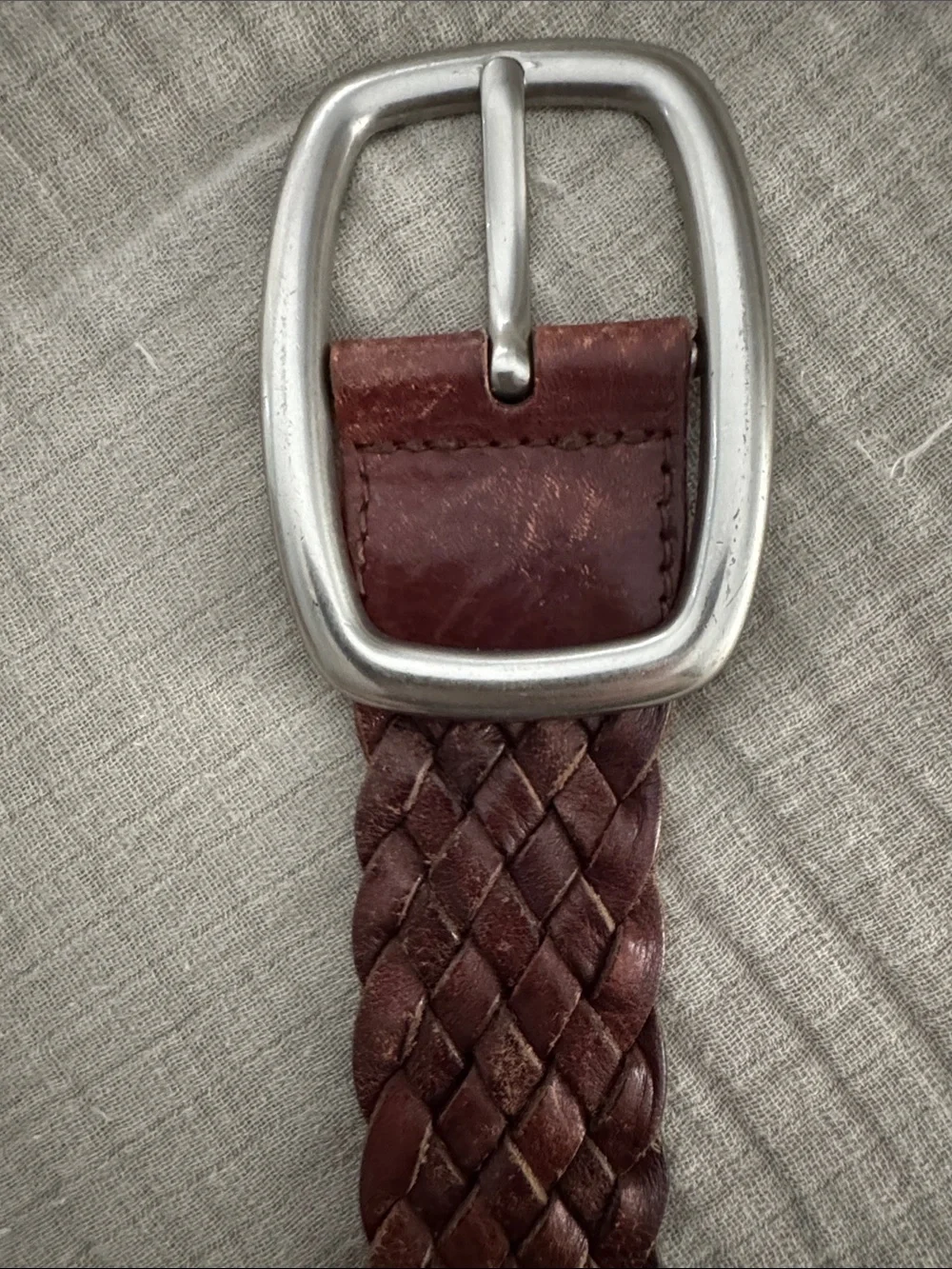 Women’s Fossil Braided Leather Belt in Dark Brown size Large